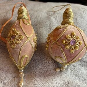 Elegant Pink and Gold Ornament Set